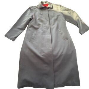 Vintage 90s Forecast Trench Coat Gray Red Lined Size 9 10